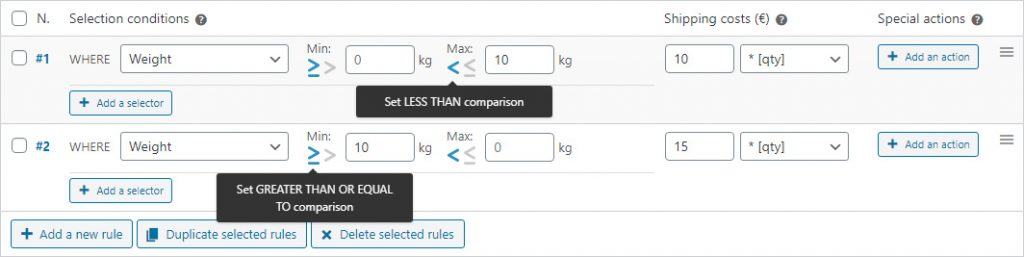 Comparisor operators LESS THAN and GREATER OR EQUAL TO