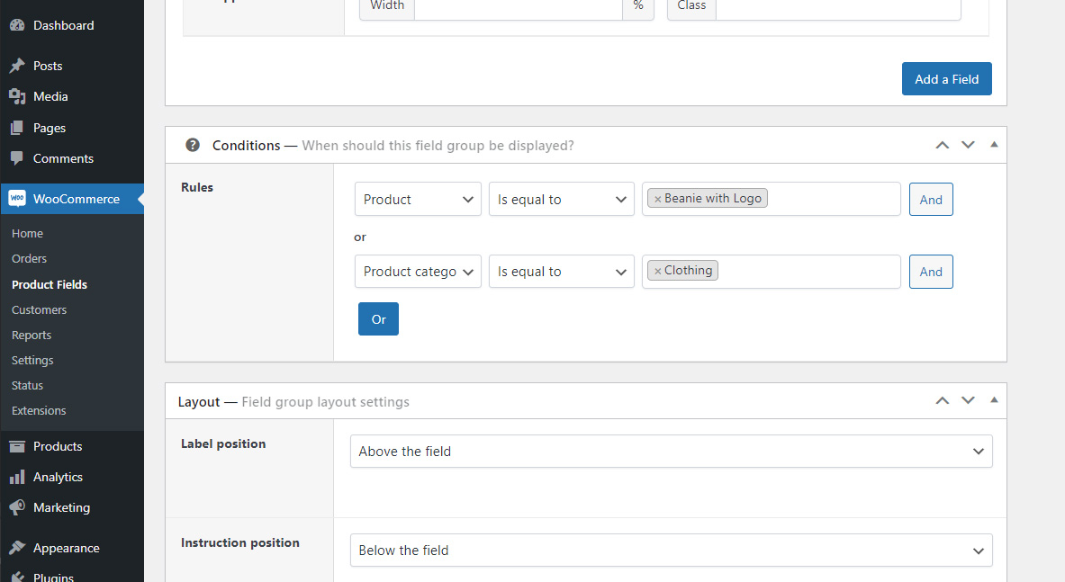 Advanced Custom Field assignation: product or entire category