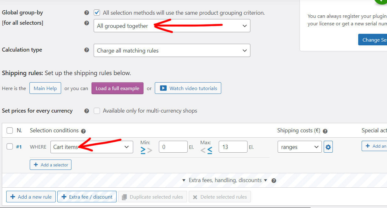 The rule will be applied on the first line of the product quantity table only