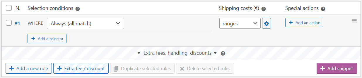 Setting Up a Shipping Cost per Product Quantity Table