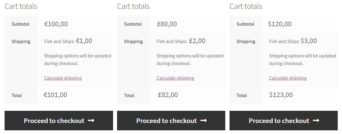 Distinct shipping rates for every currency