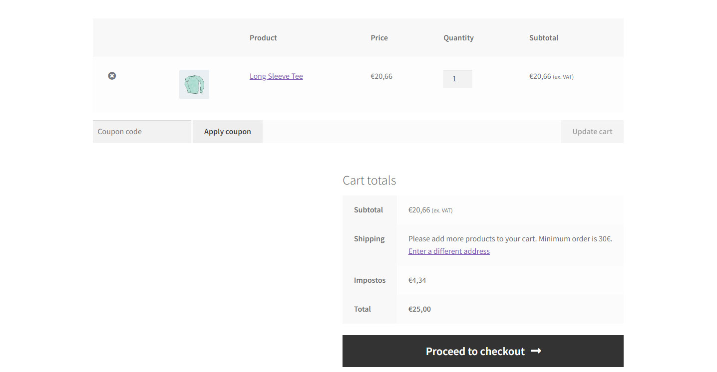 The customised message on WooCommerce Cart Messages