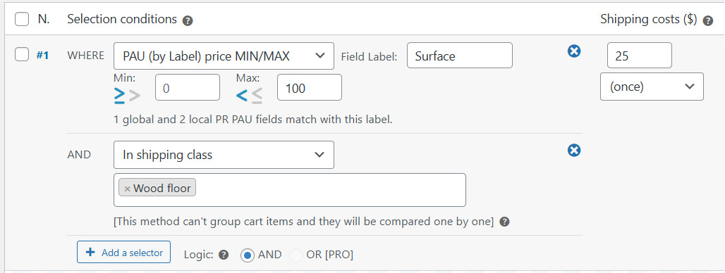 Conditional Shipping Rates with WooCommerce Product Add-Ons Ultimate and Fish and Ships selectors