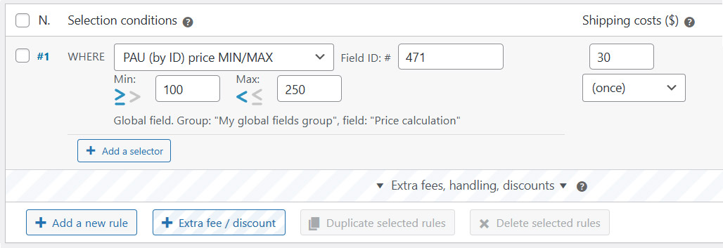 Numeric comparison from calculated WooCommerce Product Add-Ons Ultimate field